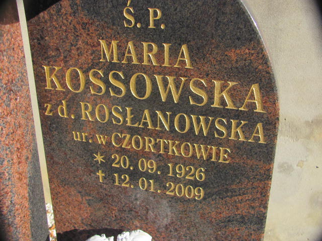 Maria Kossowska 1926 Kąty Wrocławskie - Grobonet - Wyszukiwarka osób pochowanych
