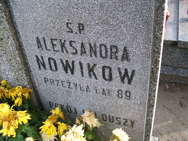 Aleksandra Nowikow Kąty Wrocławskie - Grobonet - Wyszukiwarka osób pochowanych