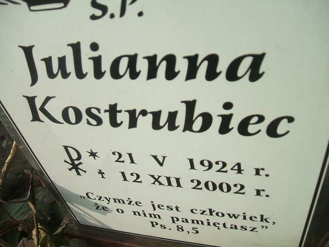 Julianna Kostrubiec 1924 Kąty Wrocławskie - Grobonet - Wyszukiwarka osób pochowanych